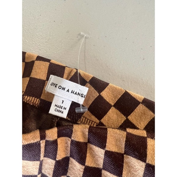 Juniors Love on a Hanger Checkered Flare Stretch Pants Size 1 - Picture 3 of 4